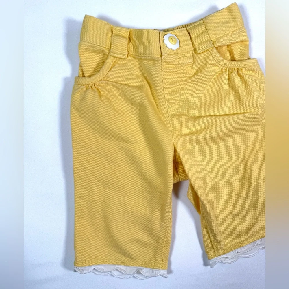 GYMBOREE Girls Bright Idea Daisy Scallop Shorts 18-24M Spring Yellow Cottagecore